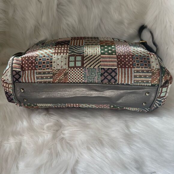 SAS multi color fabric tapestry with gray leather trim adjustable should… - Picture 8 of 14